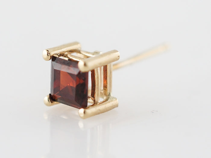 Earrings Modern .46 Square Cut Garnet in 14k Yellow Gold