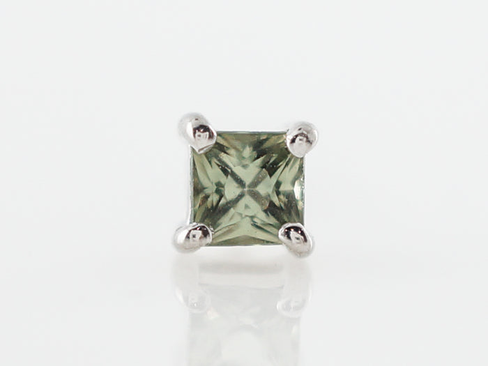 Earrings Modern .52 Princess Cut Green Sapphire in Sterling Silver