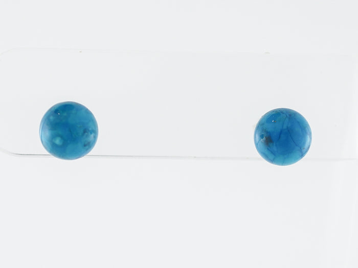 Earrings Modern Cabochon Cut Turquoise in 14k Yellow Gold