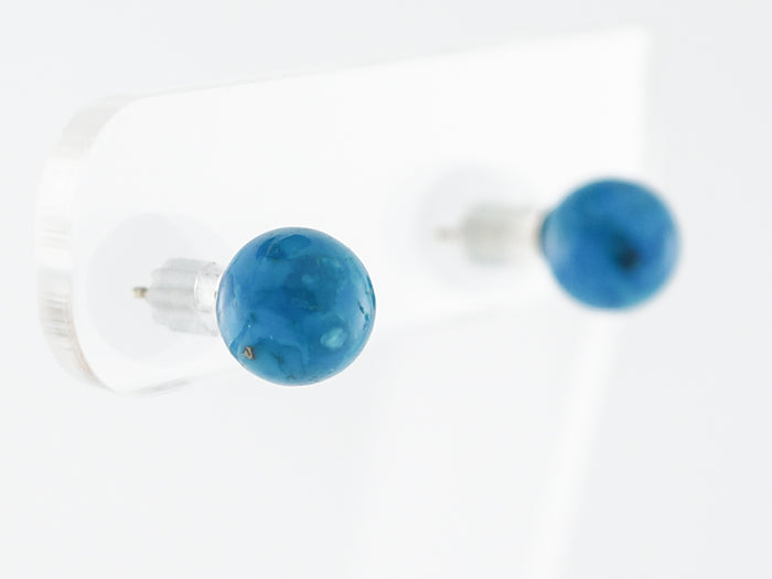 Earrings Modern Cabochon Cut Turquoise in 14k Yellow Gold