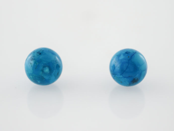 Earrings Modern Cabochon Cut Turquoise in 14k Yellow Gold