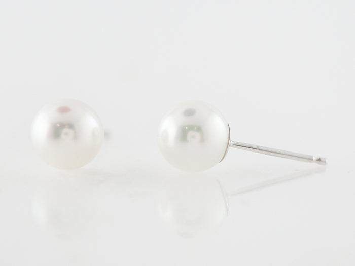 Earrings Modern Cultured Akoya Pearl in 14k White Gold