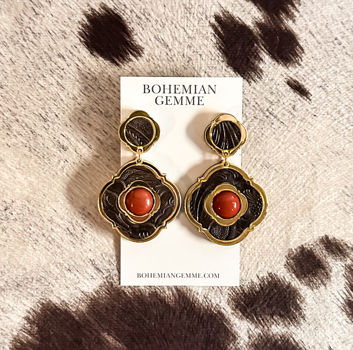 Eloise Vintage Dangle Earrings-Red Jasper
