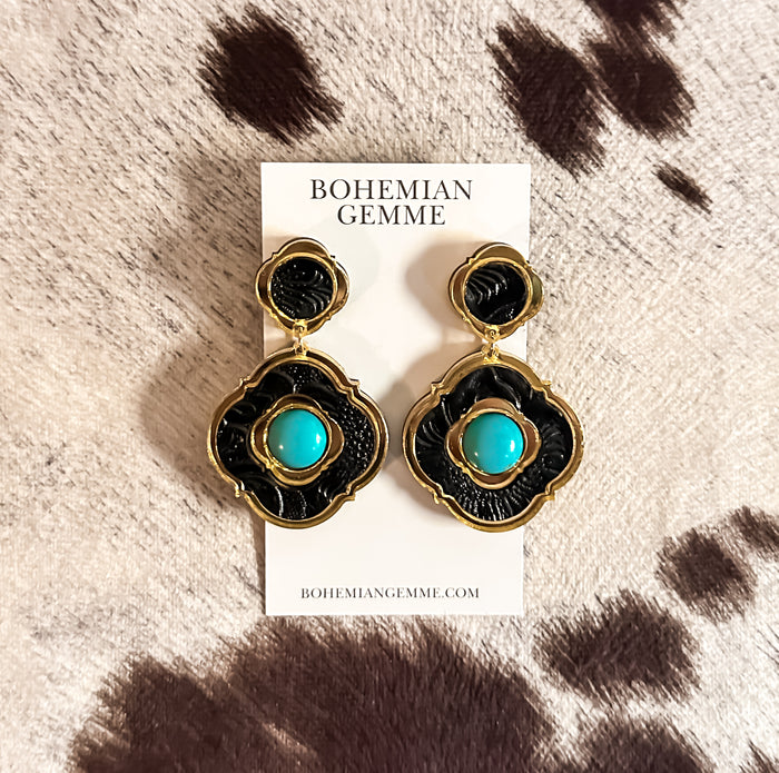 Eloise Vintage Dangle Earrings-Turquoise