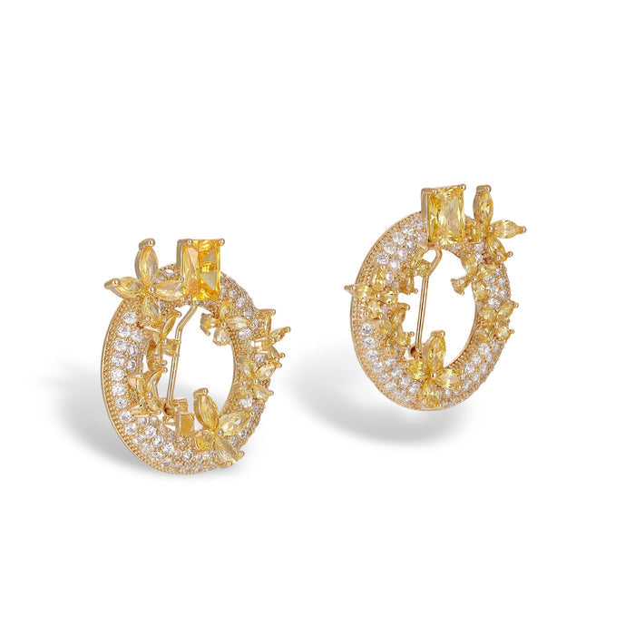 Elshild Yellow Butterfly Rectangular Earrings & Necklace Set