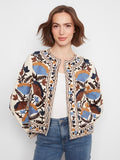 Embroidered cotton jacket with a relaxed fit, showcasing a vibrant floral pattern for an elegant touch by Charlie B.