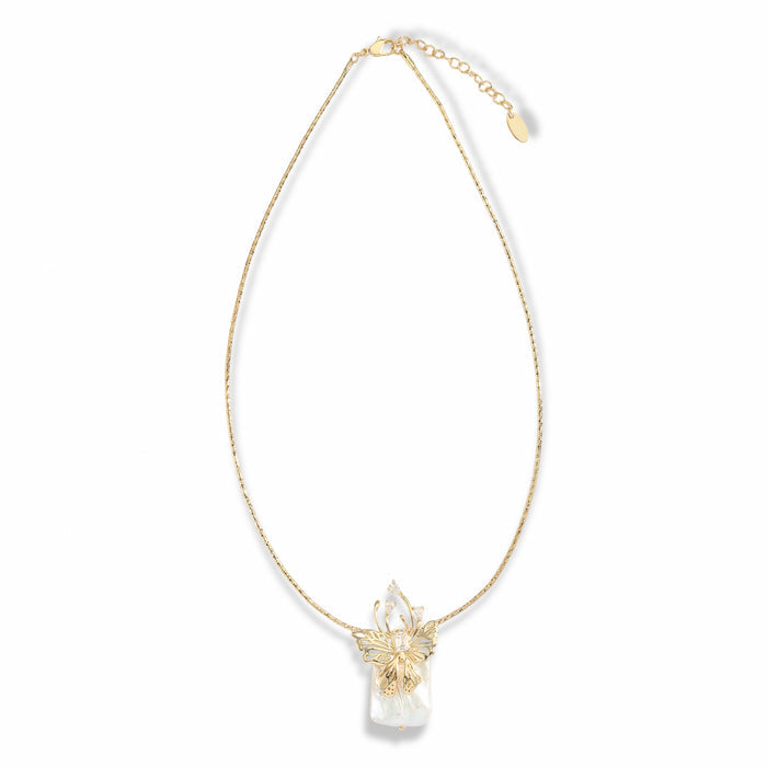 Estelle 14K Gold Butterfly Baroque Pearl Necklace