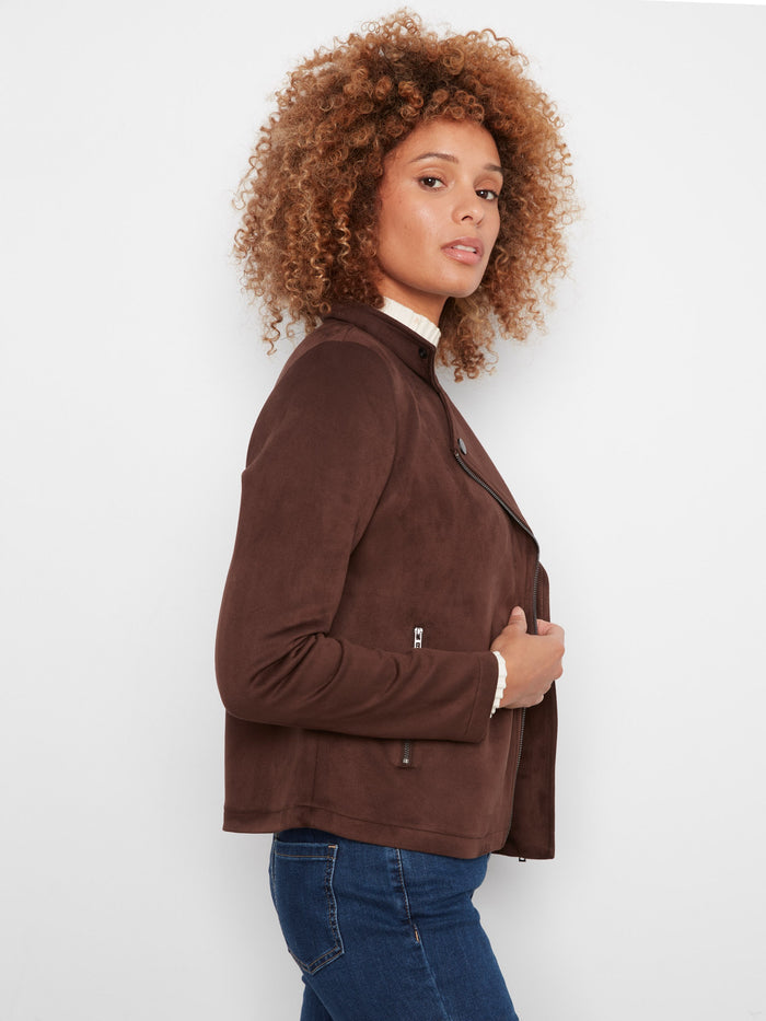 Zipper pockets add practicality to this stylish brown jacket, perfect for everyday wear. By Charlie B.