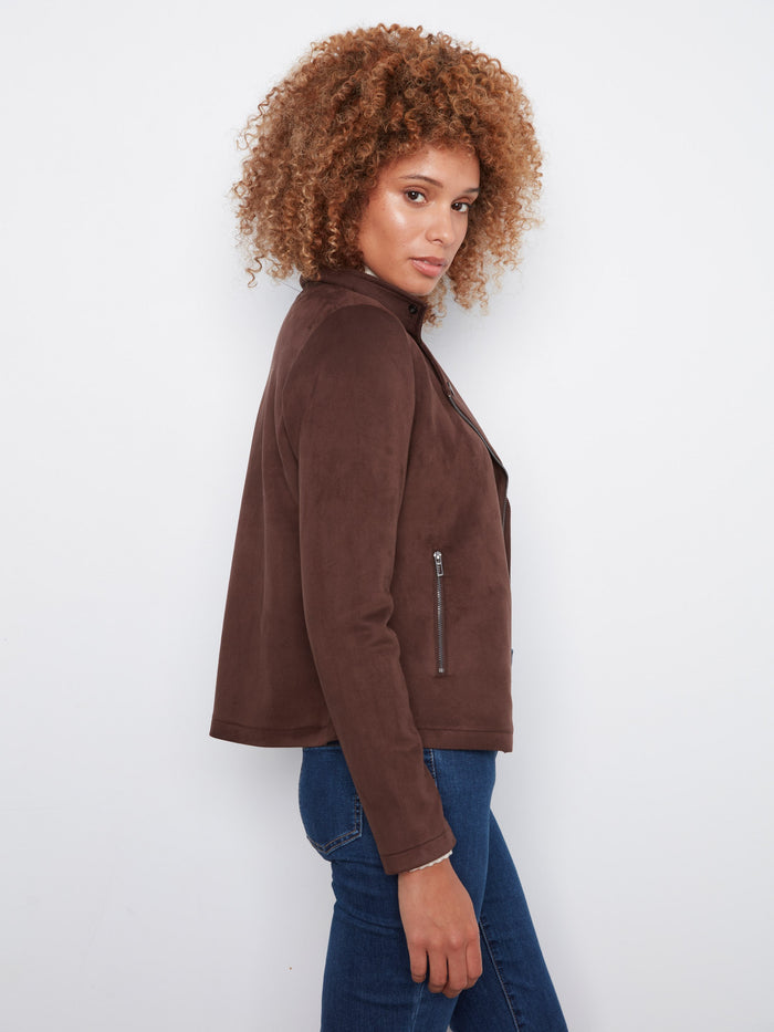 Functional zipper pockets make this chic brown jacket a practical choice for any occasion. By Charlie B.