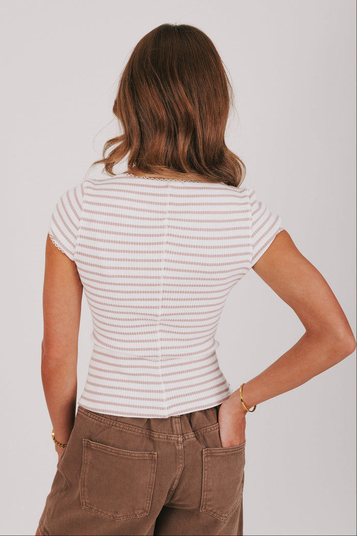 button front striped ribbed free people top back