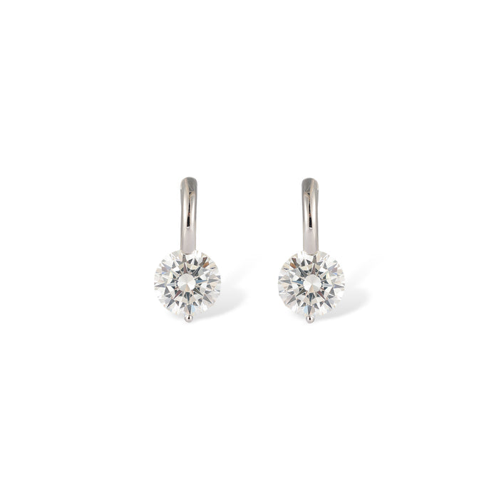 Friedhilde White Round Huggie Earrings