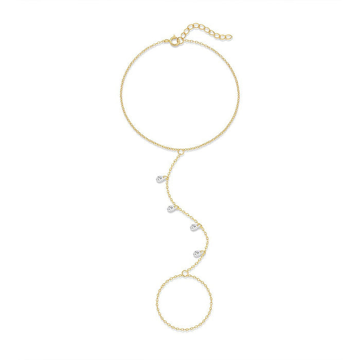 Friedmina 14K Gold Teardrop Linked Finger Bracelet