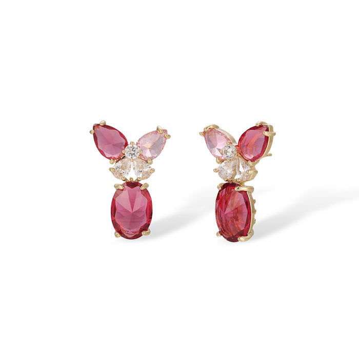 Gerhilde Red Floral Earrings & Necklace Set
