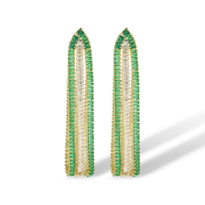 Gerwina Green Baguette Drop Earrings