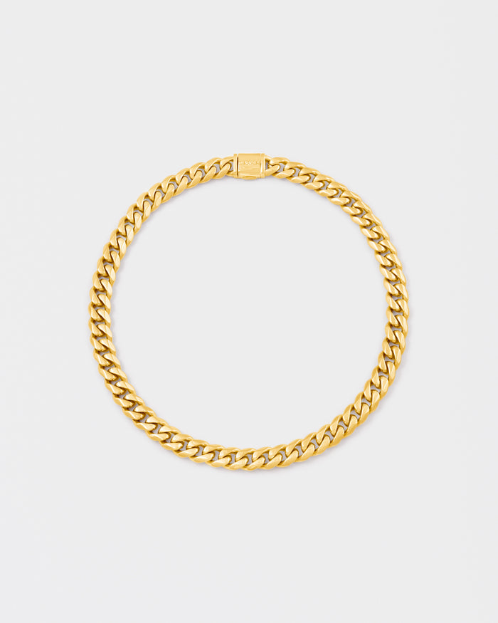 DARKAI yellow gold cuban necklace short