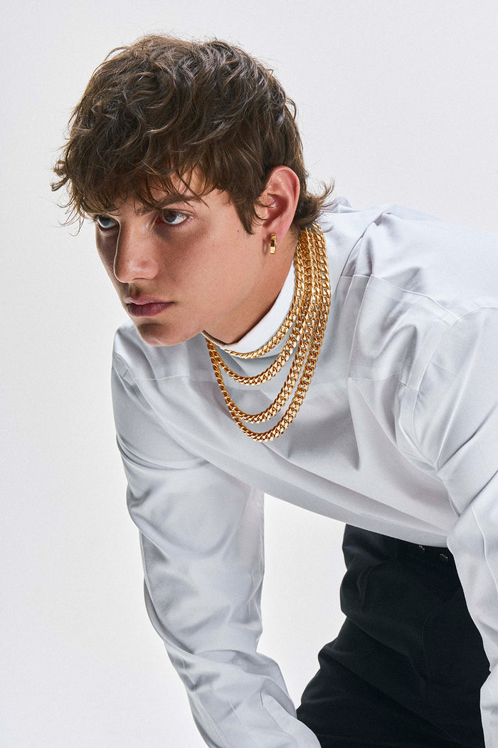 DARKAI Gold Cuban Necklaces on Male Model