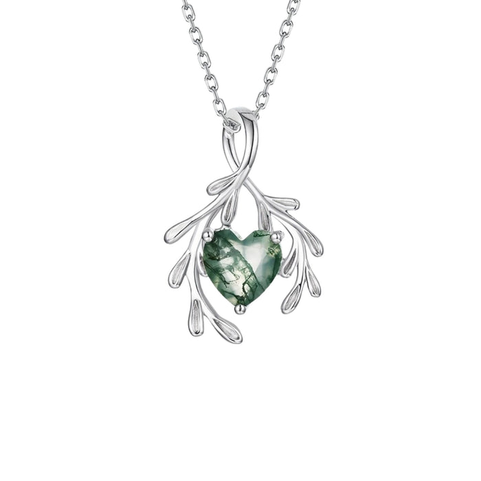 Gracia Green Moss Heart Necklace