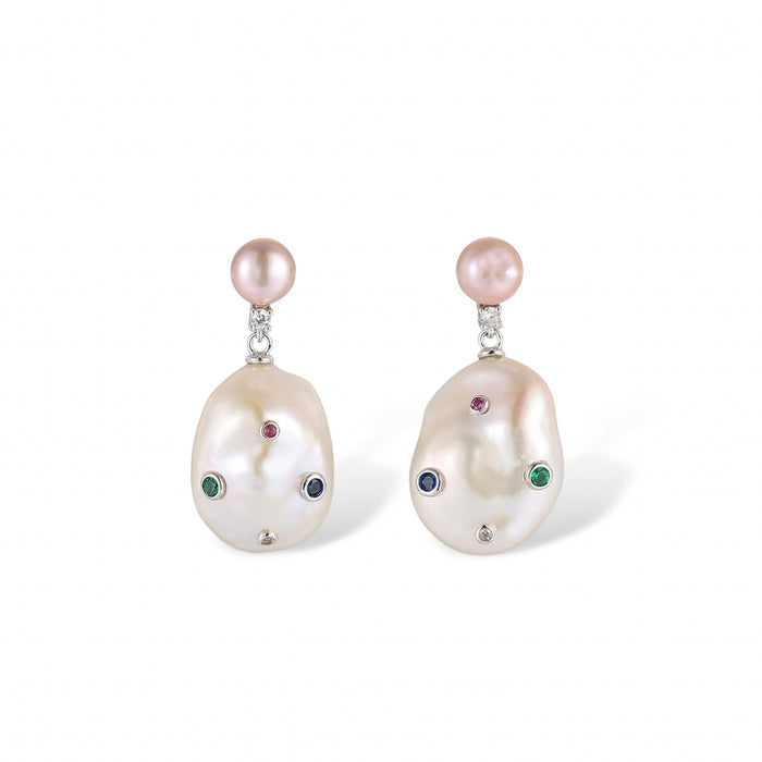 Gravé Finement Baroque Pearl Pink Earrings