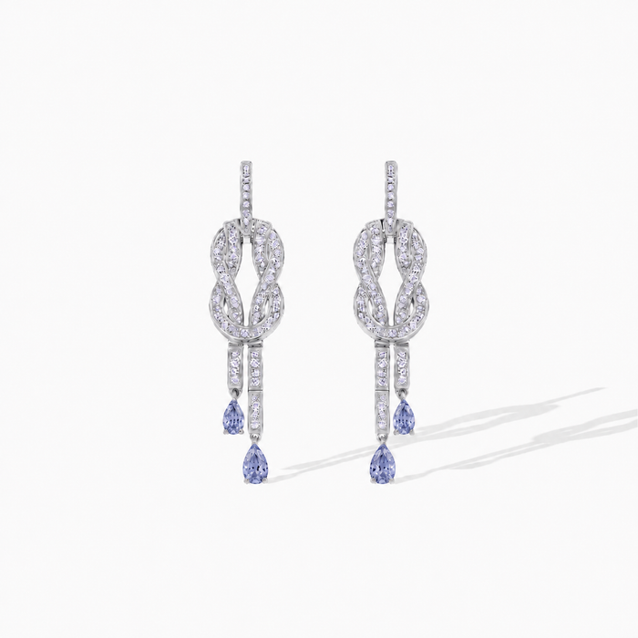 Hadwina White Twisted Knot Drop Earrings