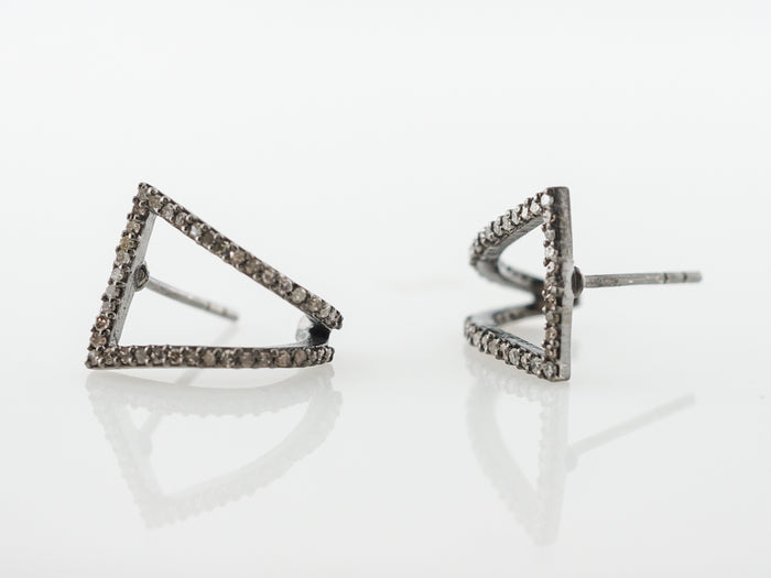 Half Carat Diamond Earrings in Sterling Silver