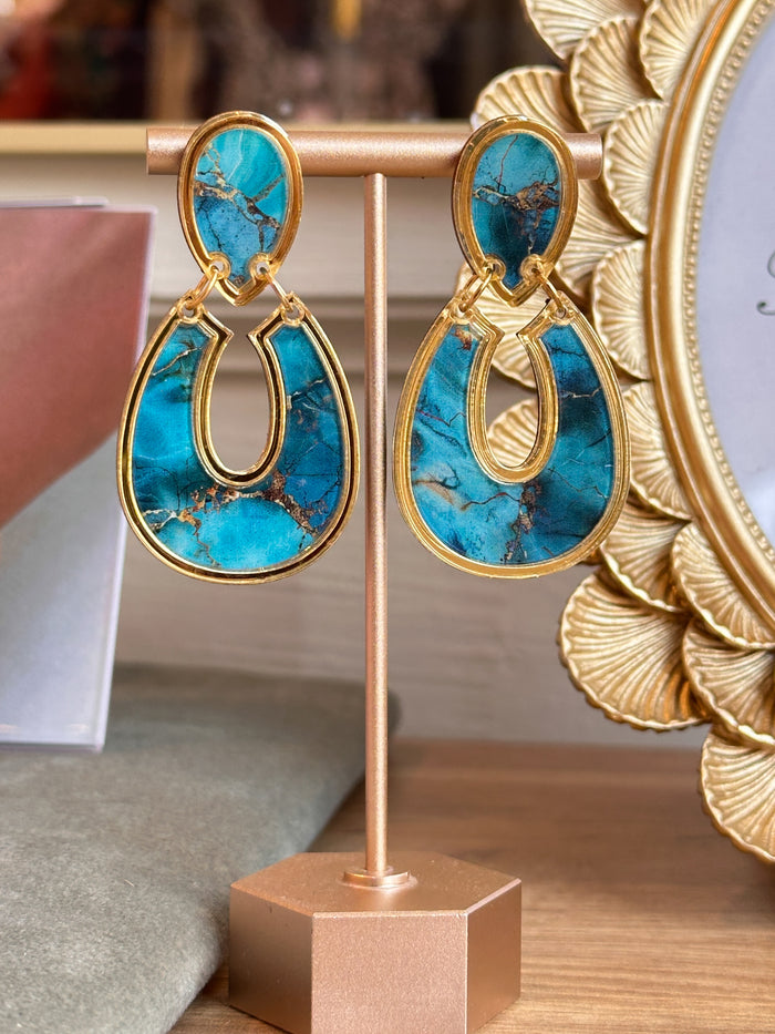 Heather Horseshoe Statement Earrings-Turquoise
