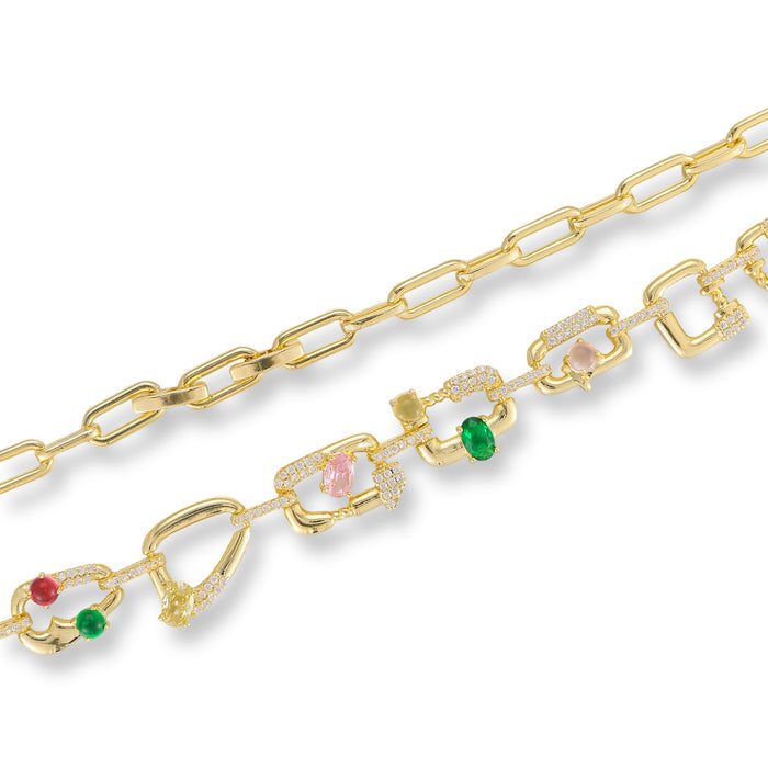 Helga 14K Gold Multicolor Mixed Shape Necklace