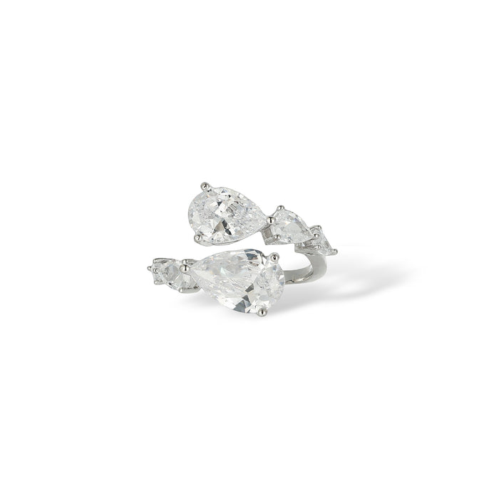 Irmtraud White Teardrop Open Ring