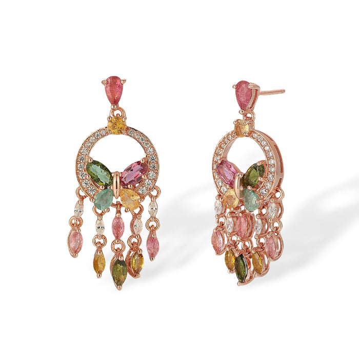 Klaudia Multicolor Tourmaline Marquise Butterfly Drop Earrings