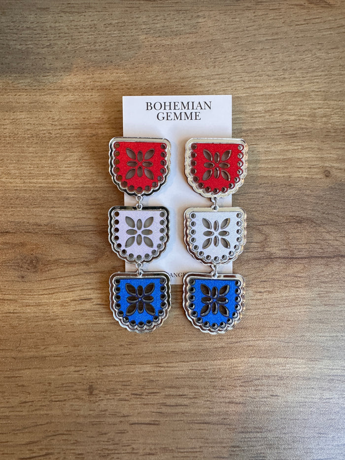 Limited Edition Red, White & Blue Papel Picado Earrings