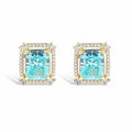 Lucie 14K Gold Blue Radiant Stud Earrings