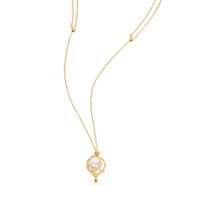 Mathilda 14K Gold Chain Cage Pearl Necklace