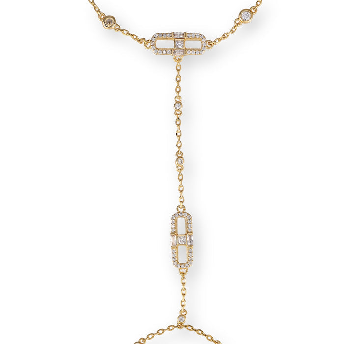 Maura 14K Gold Pavé Sliding Link Finger Bracelet