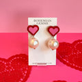 Mini Heart Pearl Drop Earrings