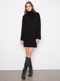 Elegant black sweater dress with a mock neck, perfect for a chic look. The long raglan sleeves add sophistication by Charlie B.