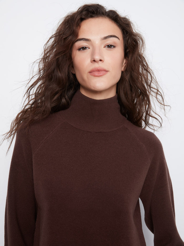 Mock Neck Sweater Dress - Coffee