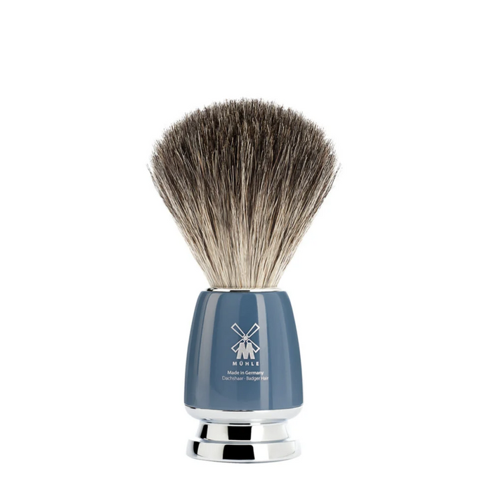 MÜHLE RYTMO pure badger shaving brush with Petrol Blue high grade resin handle