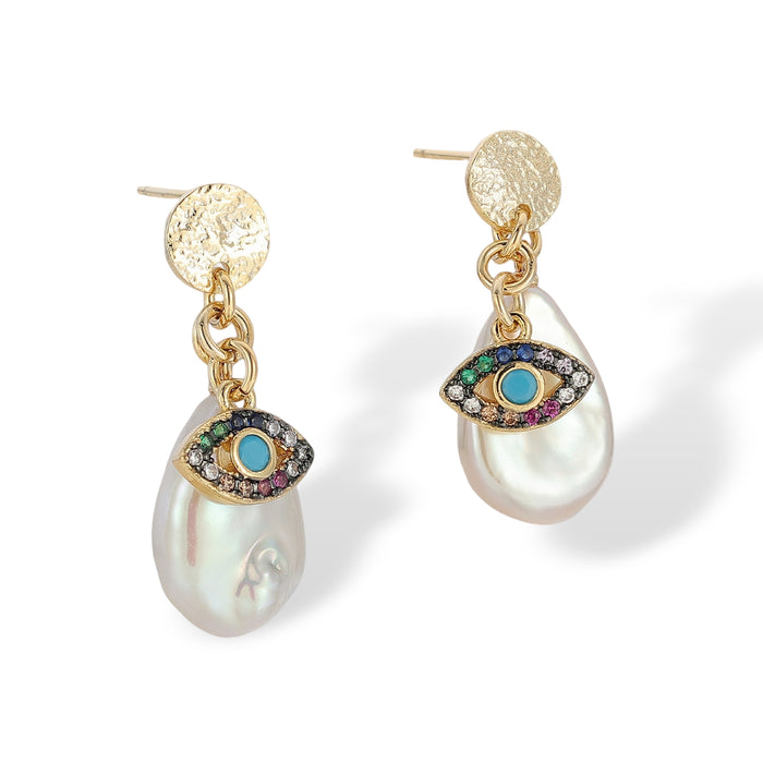 Natascha 14K Gold Baroque Pearl Eye Drop Earrings