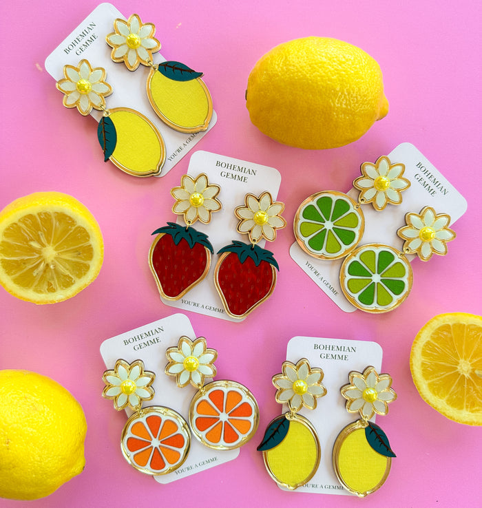 Orange Slice Daisy Earrings