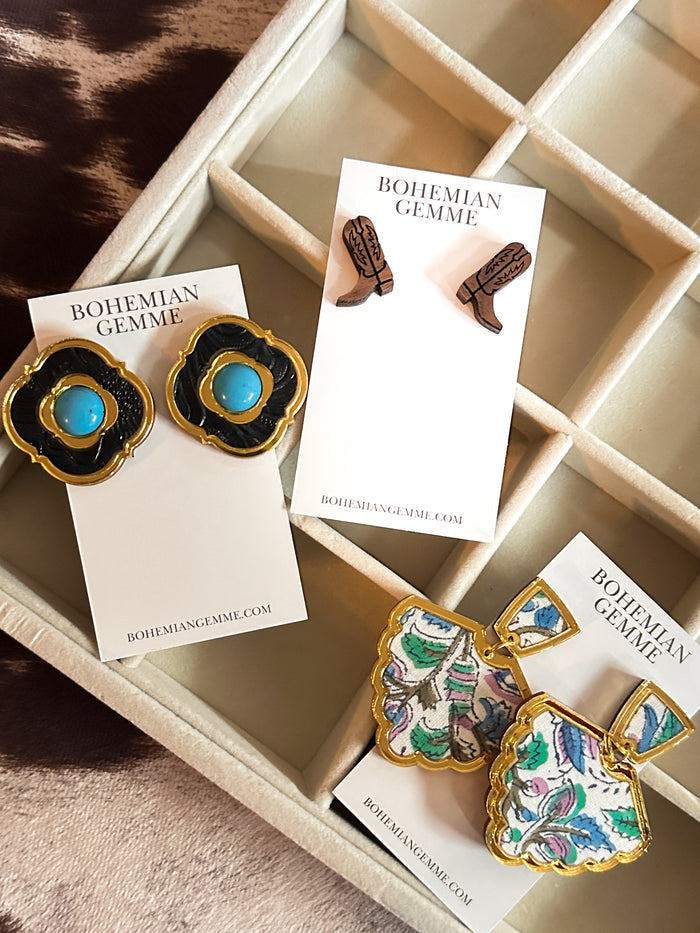 Paisley Block Print Statement Earrings
