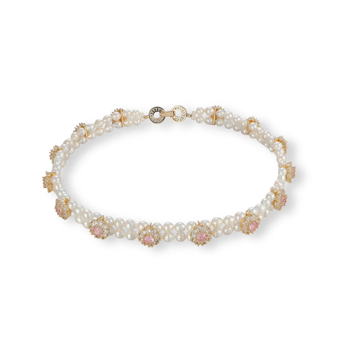 Philine Pink Floral Pearl Choker Necklace