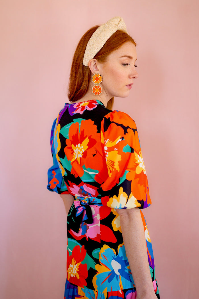 Pink and Orange Color Block Earrings