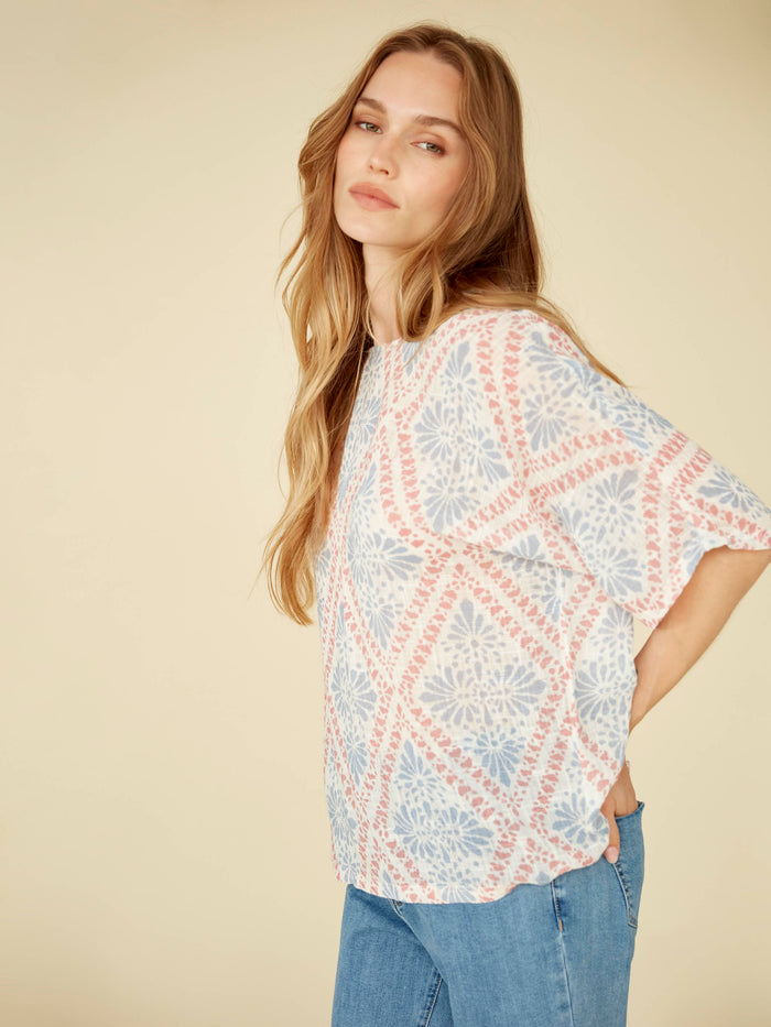 Printed Dolman Cotton Blend Blouse - Trellis