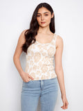 Floral print tank top in fog color with a flattering scoop neckline, showcasing a sleeveless design by Charlie B.