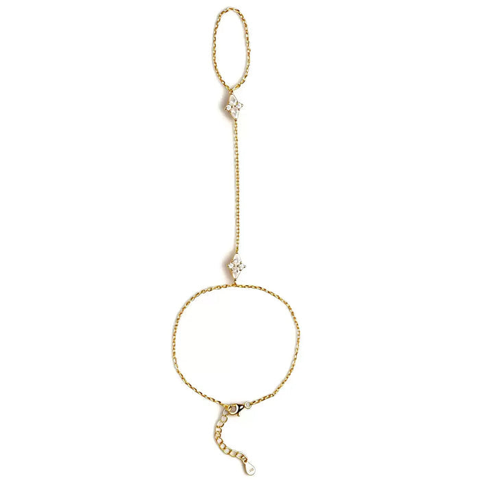 Reginrun 14K Gold Linked Finger Bracelet