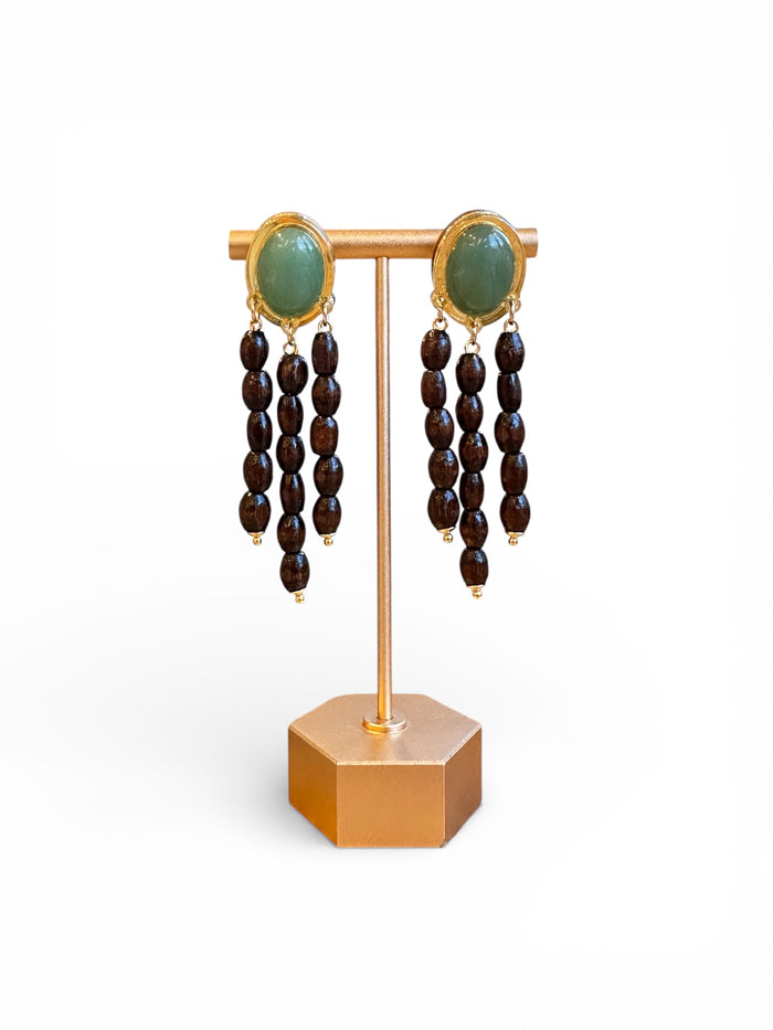 Ruby Green Aventurine Waterfall Earrings