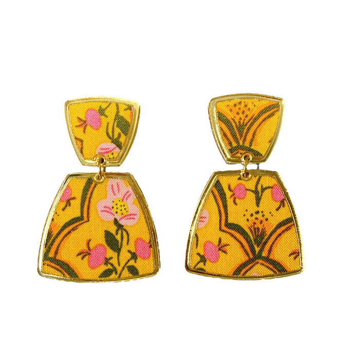 Sample Sale Andi Yellow Vintage Print Earrings