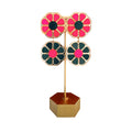 Sample Sale Fall Flower Earrings-Pink & Hunter Green