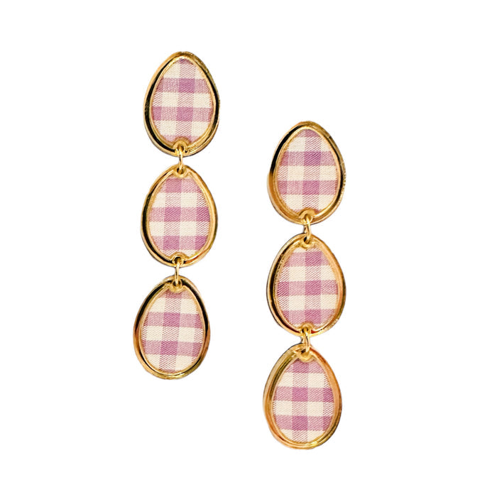 Sample Sale Lavender Gingham Triple Egg Studs