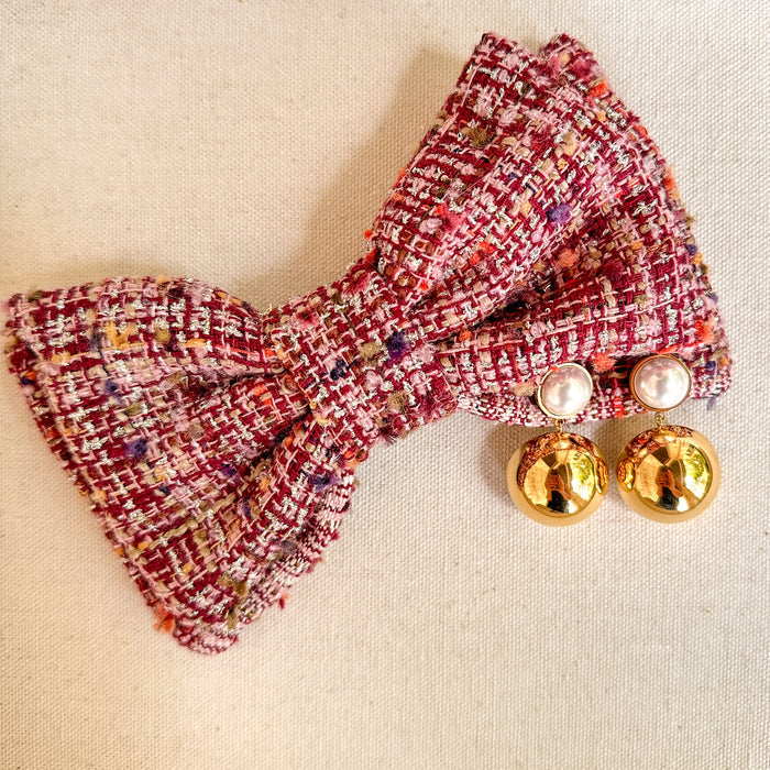 Sample Sale Lily Merlot Tweed Hair Bow Barrette