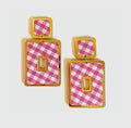 Sample Sale Pink Gingham Rectangular Earrings